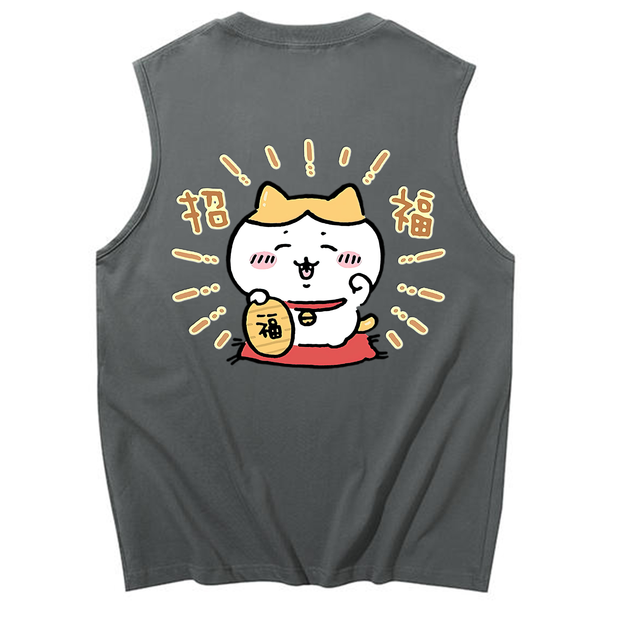（画像用） ちいかわ ハチワレ Chii-kawa hachiware コットン100％タンクトップ（背面プリント）